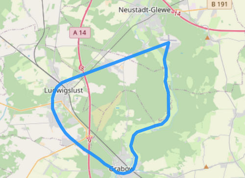 Gyrocopter Route B Ludwigslust und Grabow