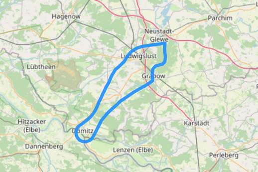 Gyrocopter Route E Dömitz und die Elbe