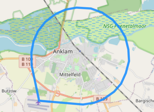 Route A über den Dächern von Anklam