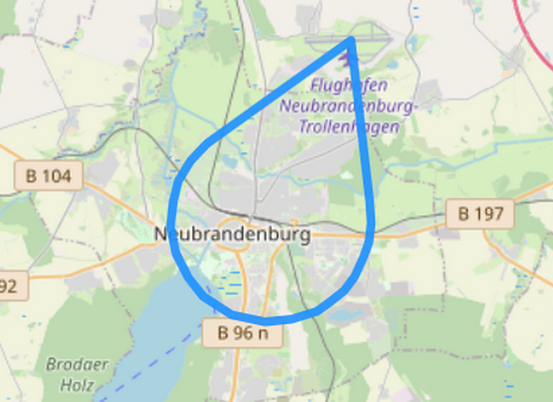 Route A über den Dächern von Neubrandenburg