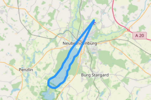 Route B über den Tollensesee