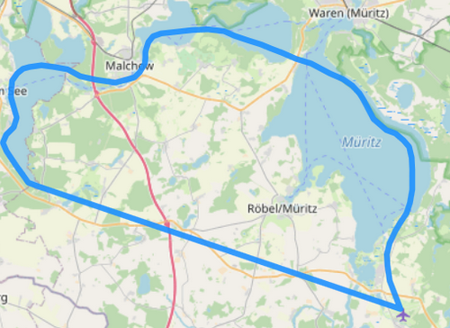 Route C 5-Seen Rundflug über die Mecklenburger Seenplatte