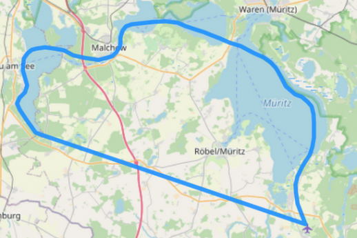 Route C 5-Seen Rundflug über die Mecklenburger Seenplatte