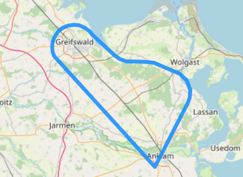 Route C über den Dächern von Greifswald