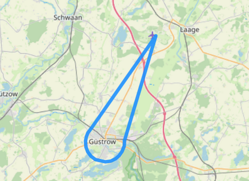 Hubschrauber Route B Barlachstadt Güstrow mit Inselsee