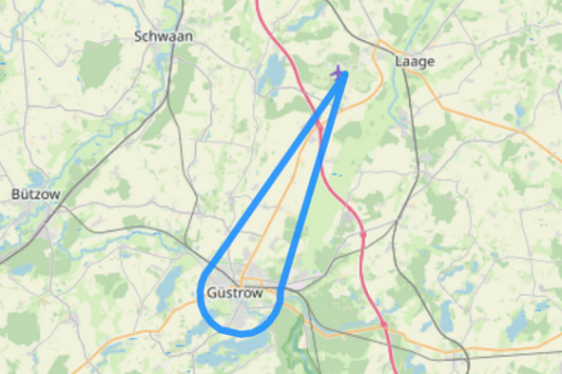 Hubschrauber Route B Barlachstadt Güstrow mit Inselsee