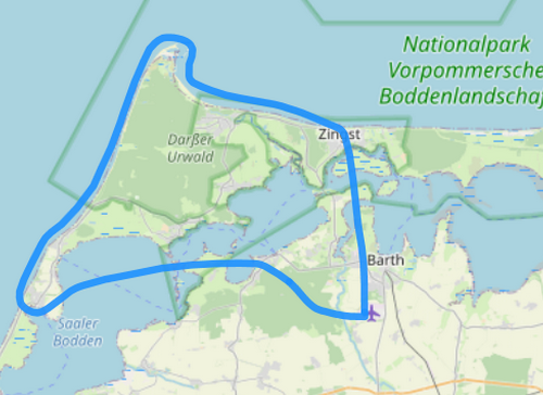 Hubschrauber Route B Barth Wustrow Darßer Ort