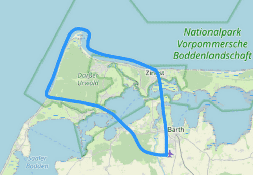 Helikopter Rundflug Route A Barth Darßer Urwald Prerow