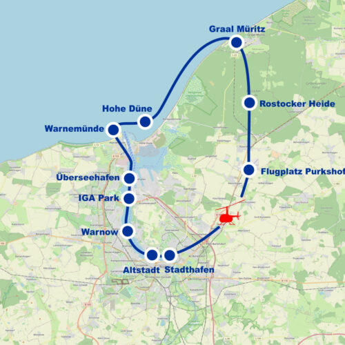 Hubschrauber Rundflug A Rostock Warnemünde Schwaan Überseehafen Graal Müritz Karls Erdbeerhof ab Flugplatz Purkshof bei Rostock