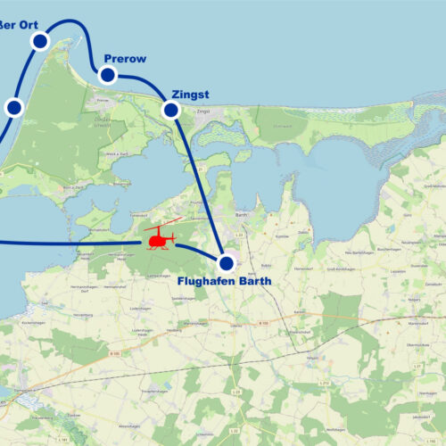 Hubschrauber Rundflug B Wustrow Ahrenshoop Weststrand Darßer Ort Prerow Zingst ab Flughafen Barth