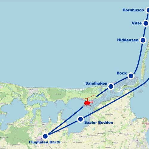 Hubschrauber Rundflug C Hiddensee Sandhaken Bock Vitte Dornbusch Ummanz Saaler Bodden ab Flughafen Barth