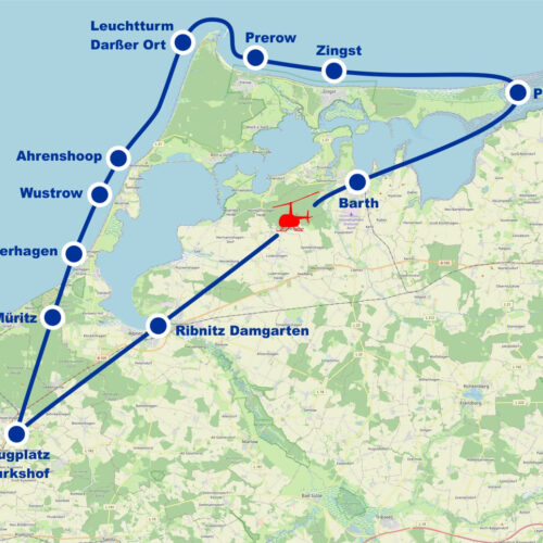 Hubschrauber Rundflug D Graal Müritz Dierhagen Wustrow Ahrenshoop Leuchtturm Darßer Ort Prerow Zingst Pramort Ribnitz Damgarten ab Flugplatz Purkshof