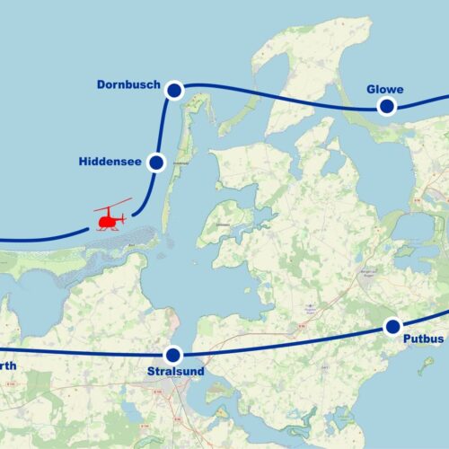 Hubschrauber Rundflug D Hiddensee Rügen Dornbusch Glowe Kreideküste Kreidefelsen Königsstuhl Sassnitz Prora Binz Putbus Stralsund ab Flughafen Barth