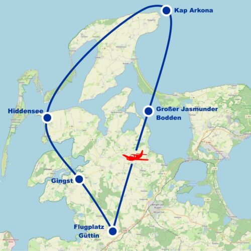 Rundflug 3 Gingst Hiddensee Kaparkona Jasmunder Bodden ab Flugplatz Güttin Rügen