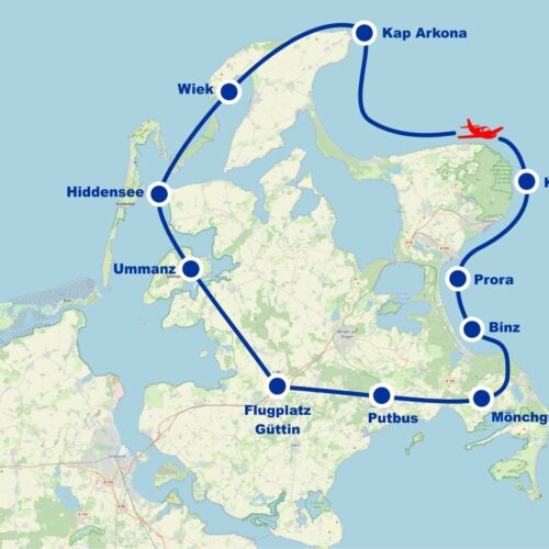 Rundflug 5 Hiddensee Ummanz Wiek Kap Arkona Glowe Kreideküste Prora Binz Putbus ab Flugplatz Güttin Rügen