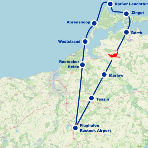 Rundflug 5 Tessin Marlow Rostocker Heide Weststrand Ahrenshoop Darßer Leuchtturm Zingst Barth ab Flughafen Rostock Airport