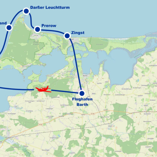 Rundflug B Darßer Ort Leuchtturm Ahrenshoop Wustrow Prerow Zingst Weststrand ab Flughafen Barth