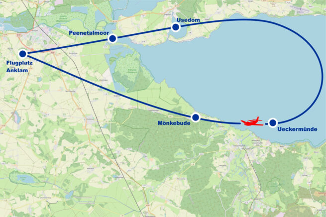 Rundflug B Oderhaff Ueckermünde Mönkebude Peenetal ab Flugplatz Anklam