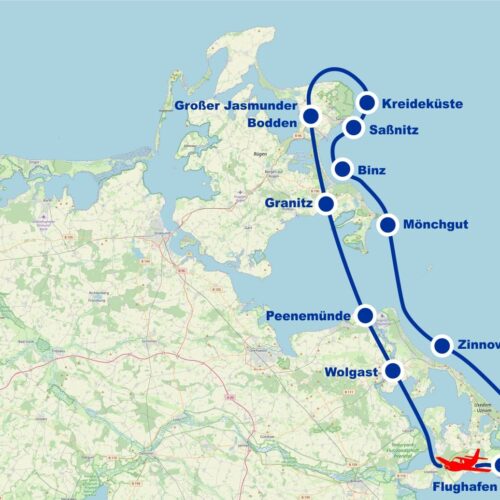 Rundflug D Rügen Putbus Kreideküste Saßnitz Binz Mönchgut Peenemünde ab Flughafen Heringsdorf Usedom