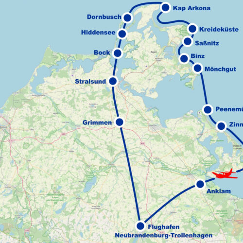 Rundflug G Rügen Usedom Stralsund Bock Hiddensee Dornbusch Kap Arkona Kreideküste Möchgut Peenemünde Zinnowitz Heringsdorf ab Flughafen Neubrandenburg Trollenhagen