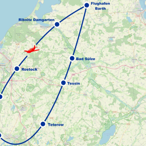 Rundflug J Ribnitz Damgarten Rostock Schwaan Bützow Güstrow Teterow Tessin Bad Sülze ab Flughafen Barth