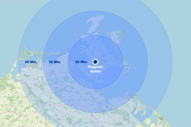 Rundflug Rügen individuell ab Flugplatz Güttin